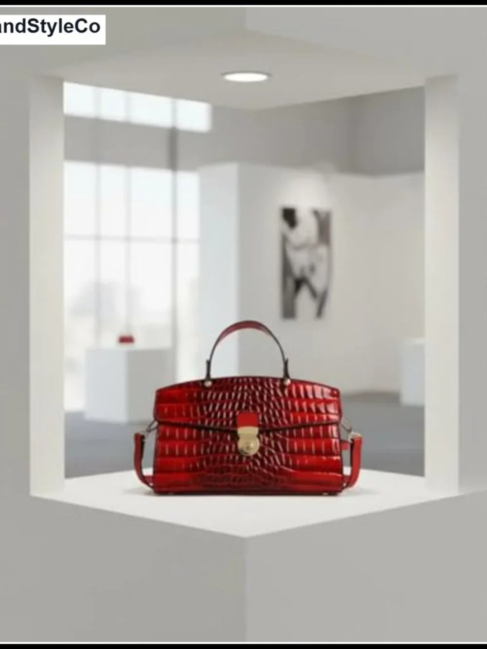 Women's Retro Evening Handbag Snake Pattern Patent Leather Top Handle Satchel